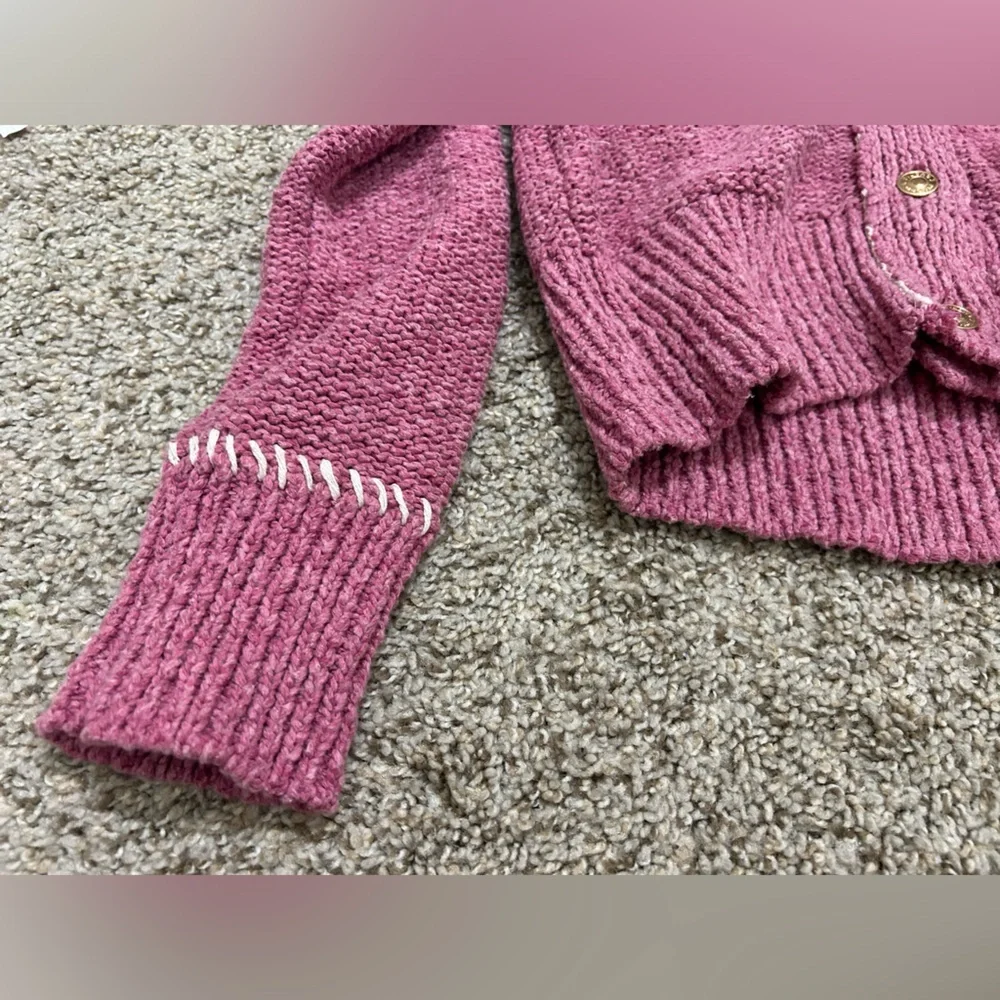 Anthropologie Pilcro Yin Yang Icon Heart Cardigan Pink Size XS Spring Preppy - Picture 9 of 15